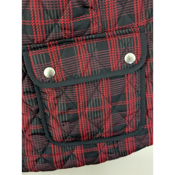 CROFT BARROW Women's Quilted Vest 1X Plus Red Plaid Full Zip Pockets Adjustable - Picture 4 of 10